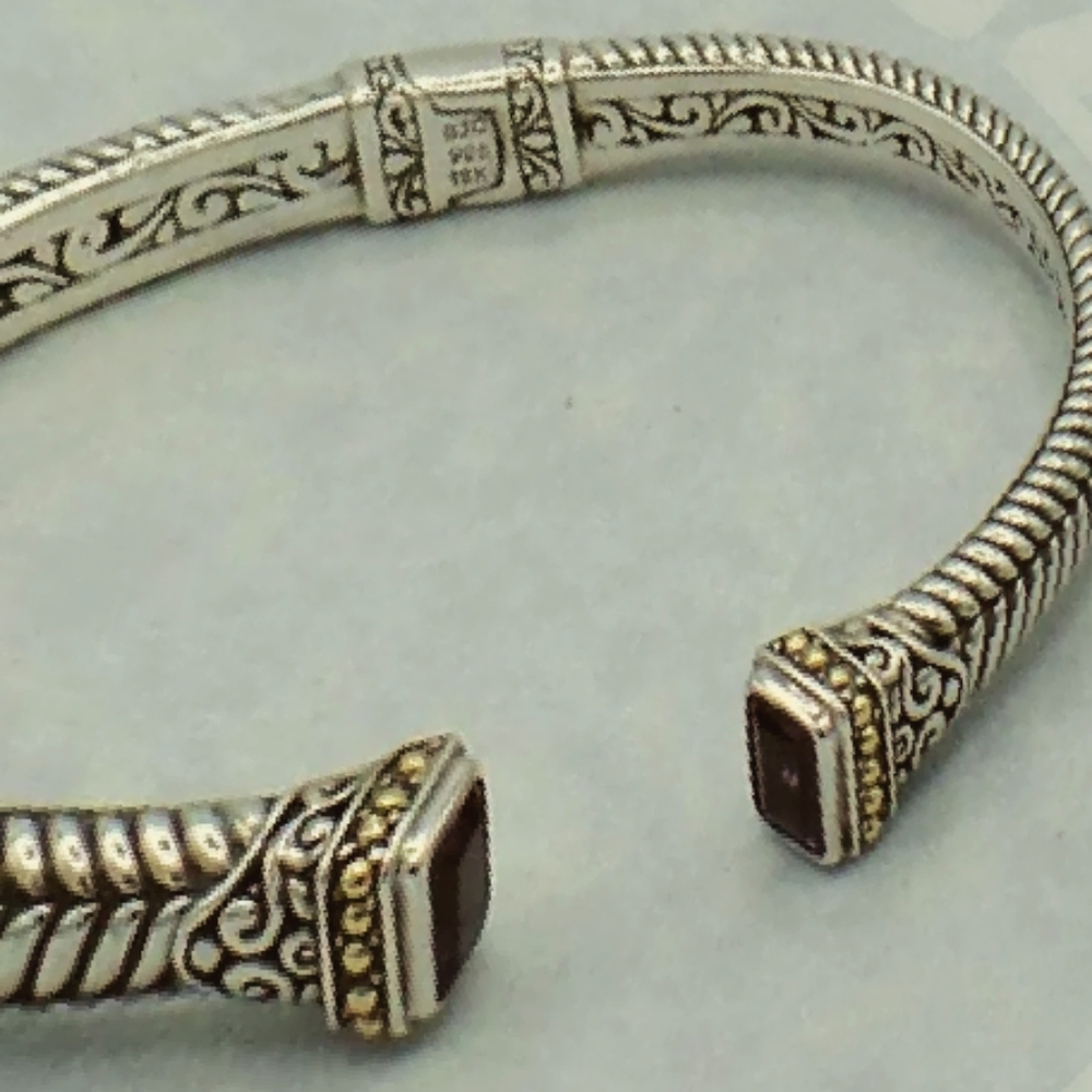 Samuel Behnam BJC Sterling and 18K Hinged Amethyst Bracelet